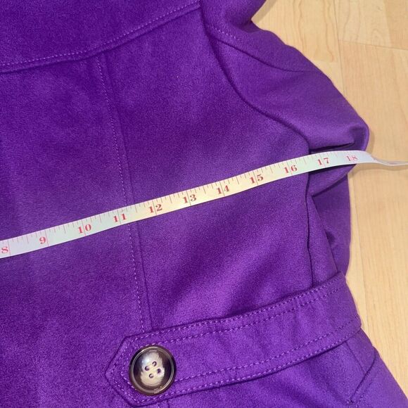 Pink Envelope Purple Women's Hooded Belted Peacoat Jacket CoatSize Medium - Picture 10 of 10